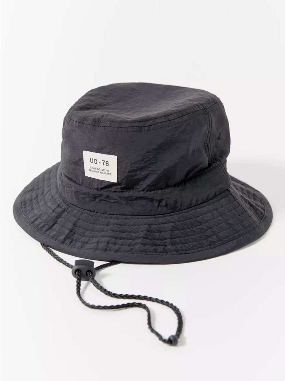 Urban Outfitters UO Drawstring Bucket Hat Black Unisex - Picture 3 of 6